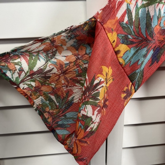 Spense Floral Split Flare Sleeve V-Neck Asymmetrical Top Women's Size XL - Picture 5 of 9